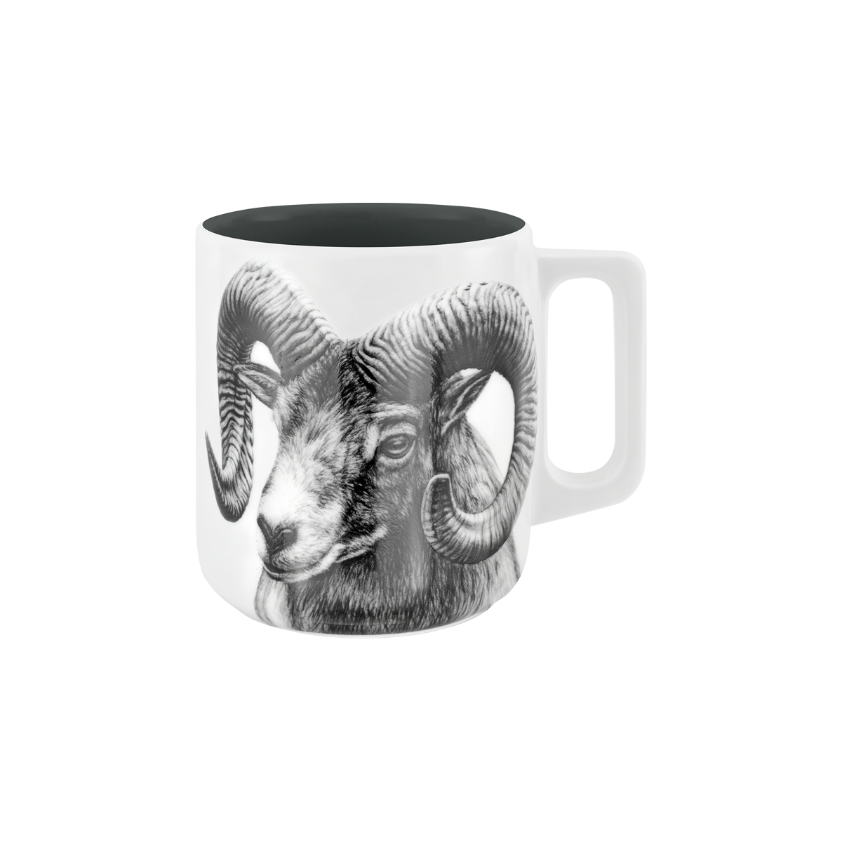 becher mit henkel . innen farbig . widder .