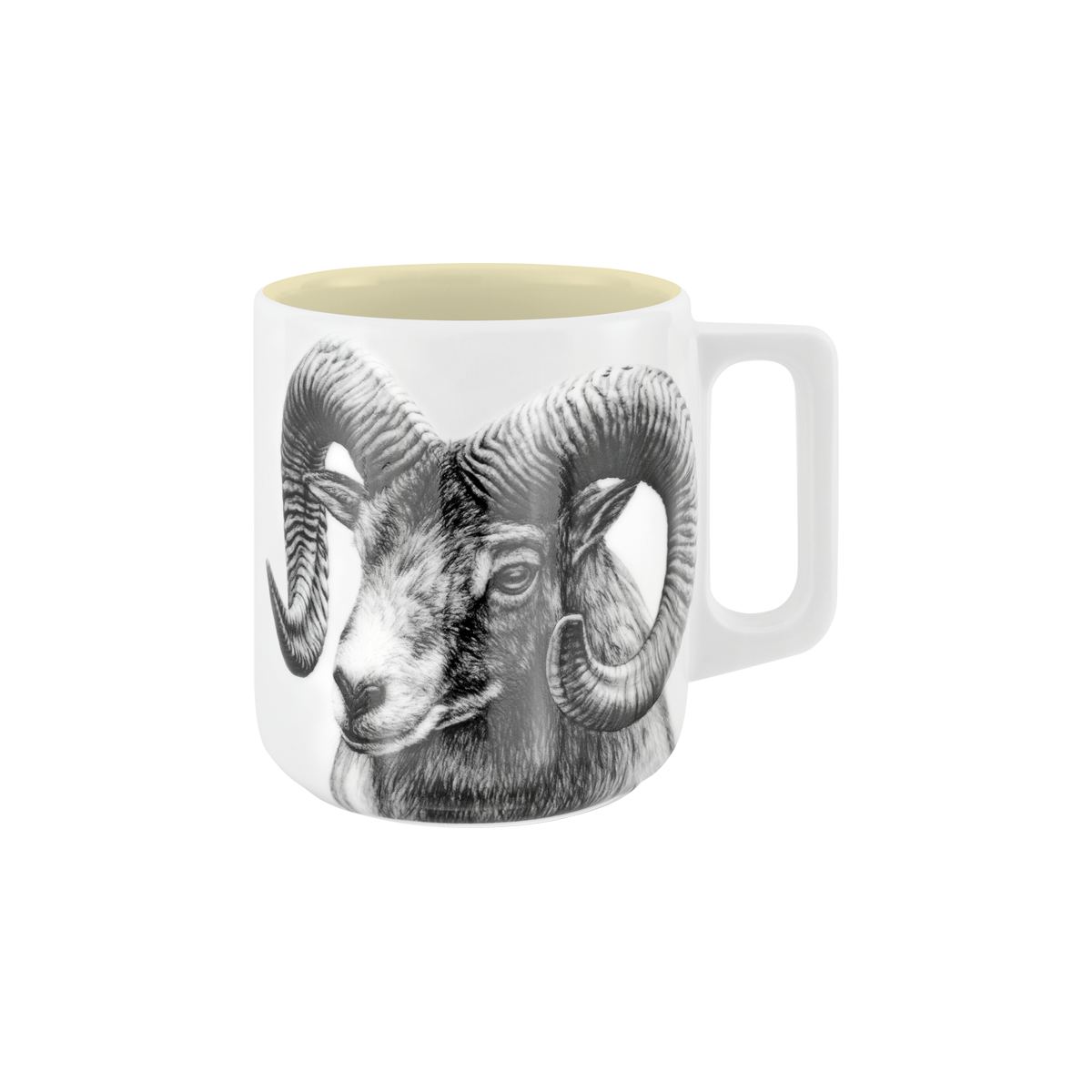 becher mit henkel . innen farbig . widder .