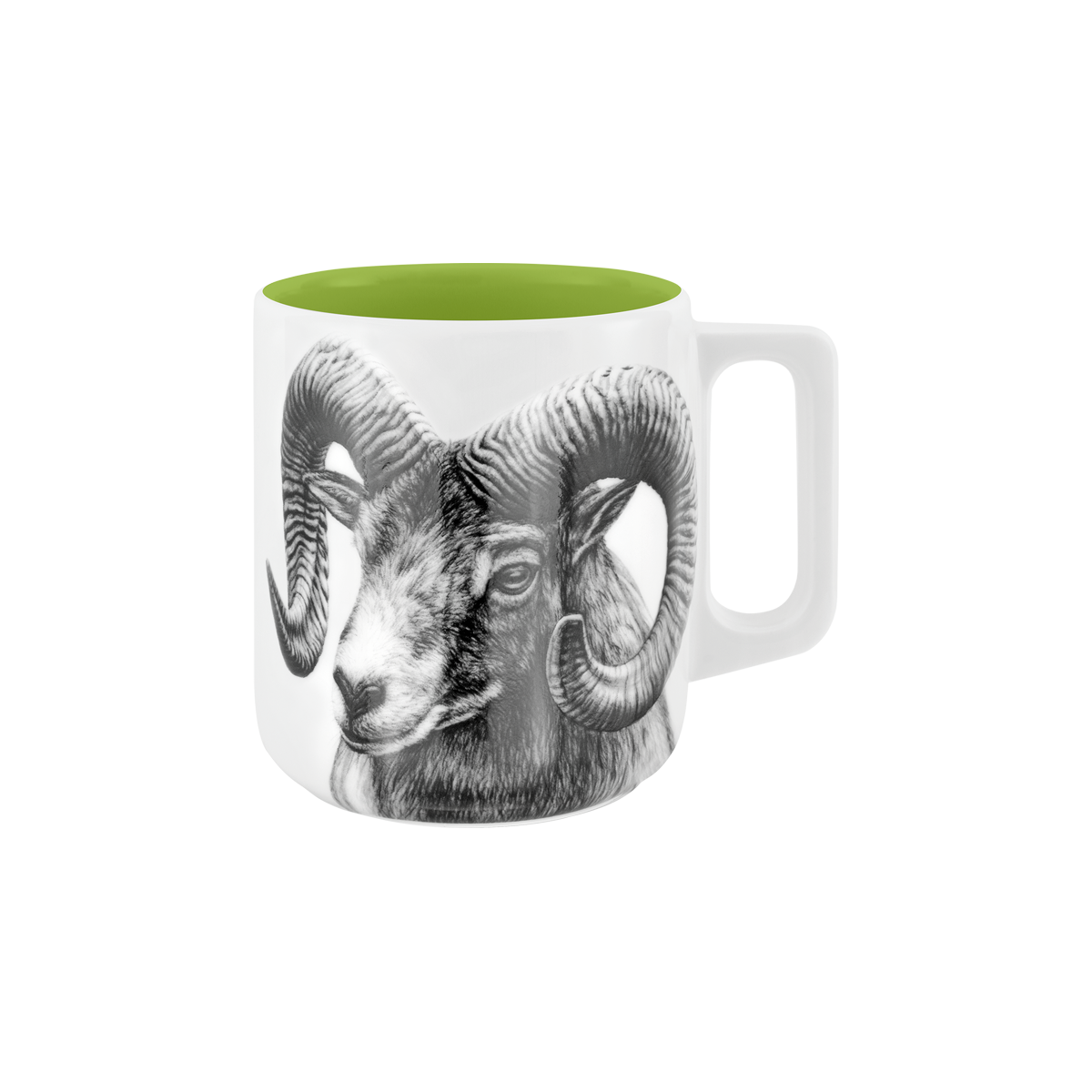 becher mit henkel . innen farbig . widder .