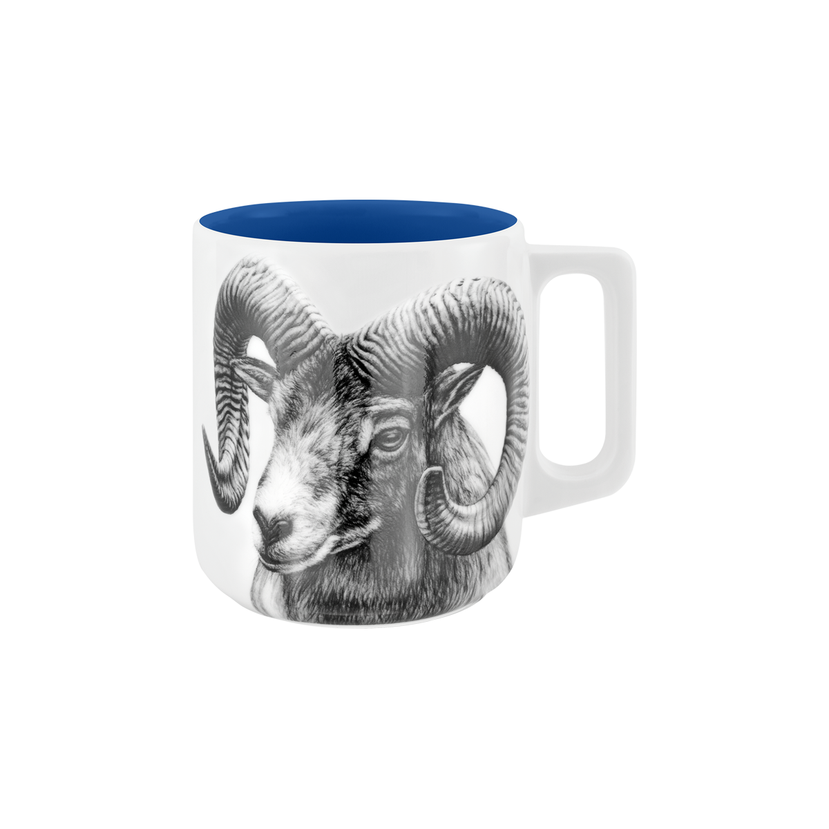 becher mit henkel . innen farbig . widder .