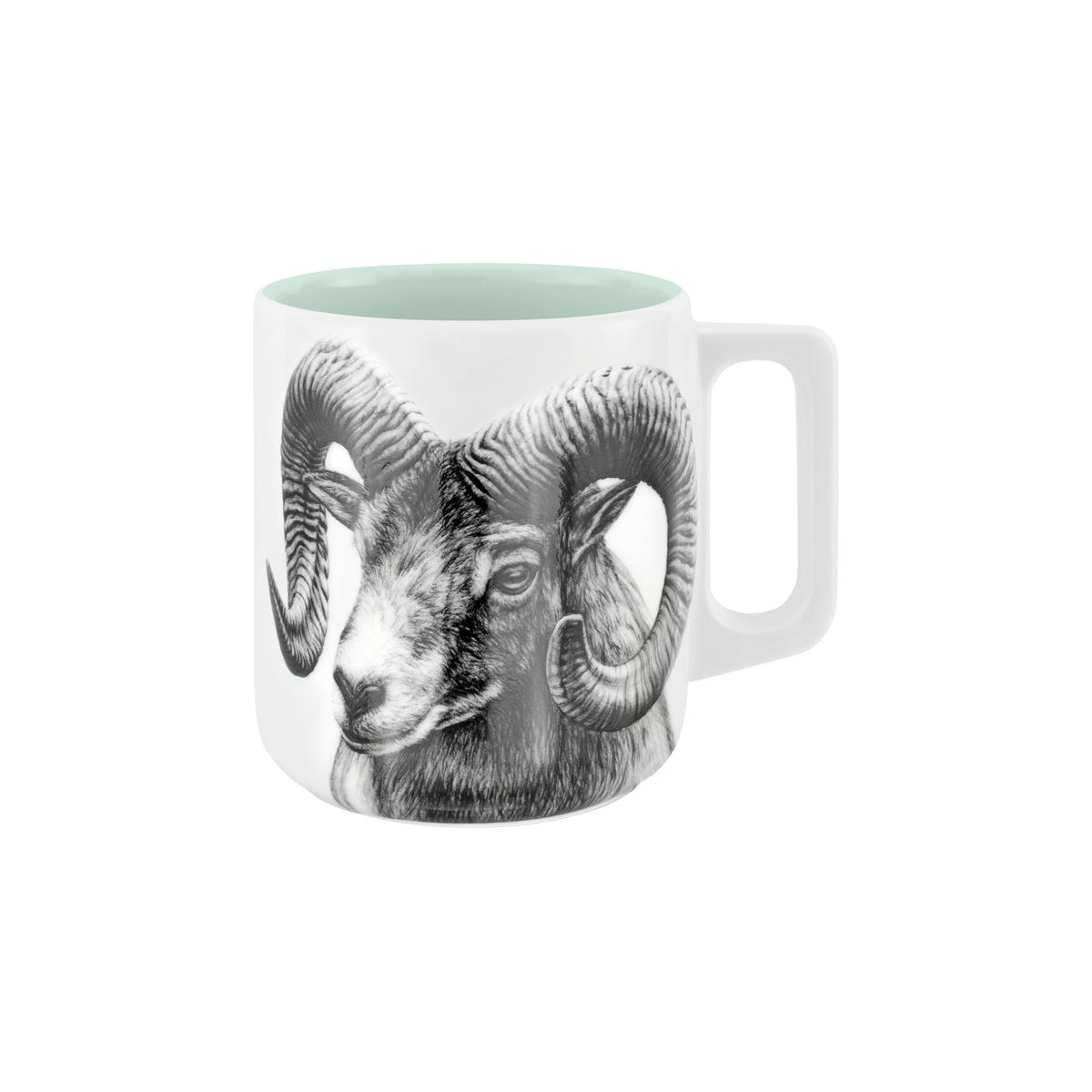 becher mit henkel . innen farbig . widder .