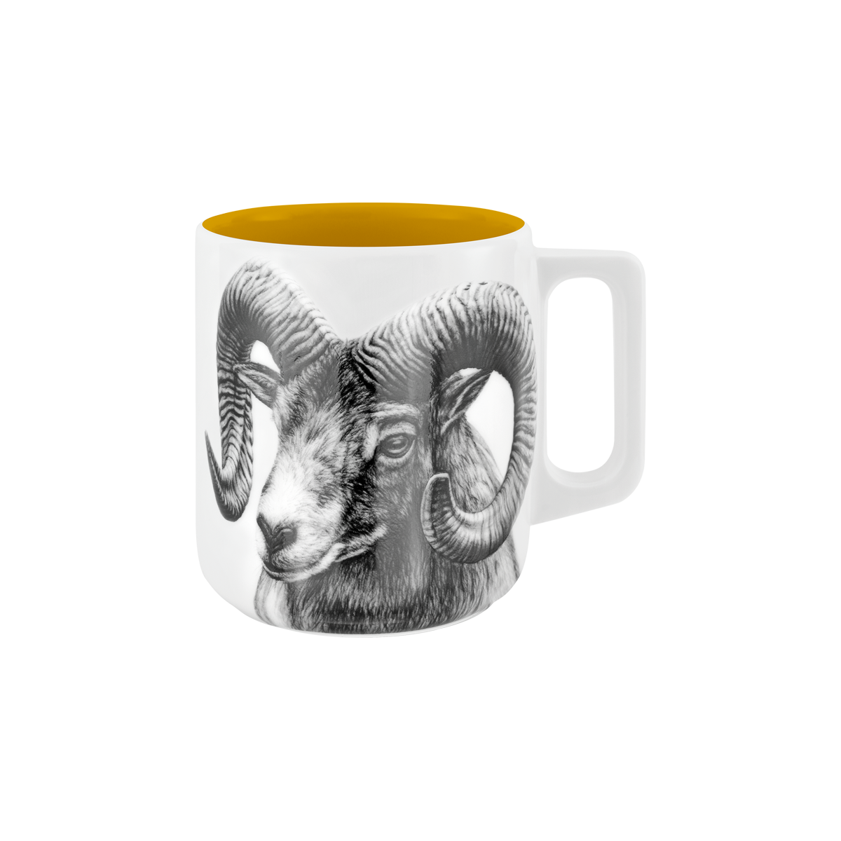 becher mit henkel . innen farbig . widder .