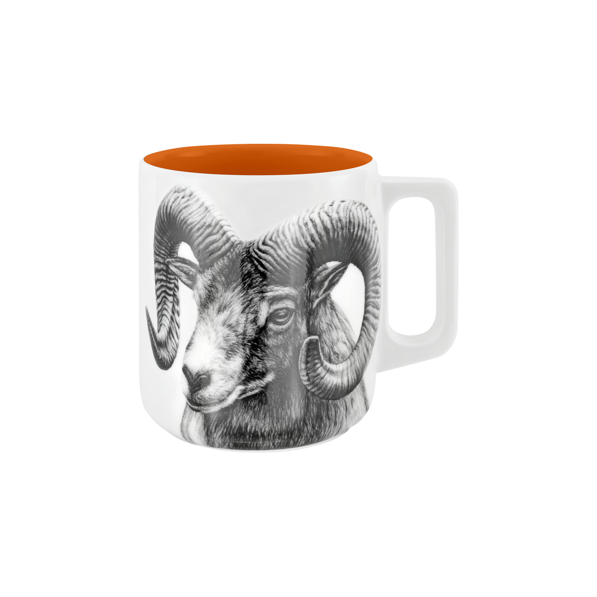 becher mit henkel . innen farbig . widder .