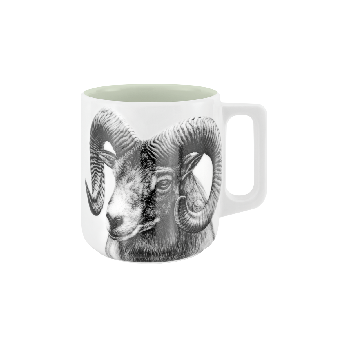 becher mit henkel . innen farbig . widder .