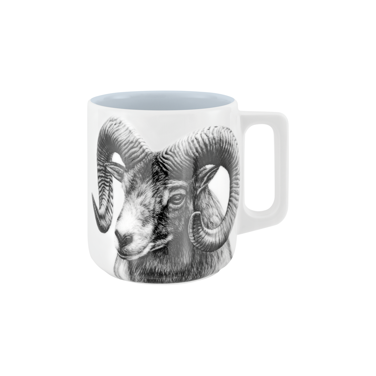 becher mit henkel . innen farbig . widder .