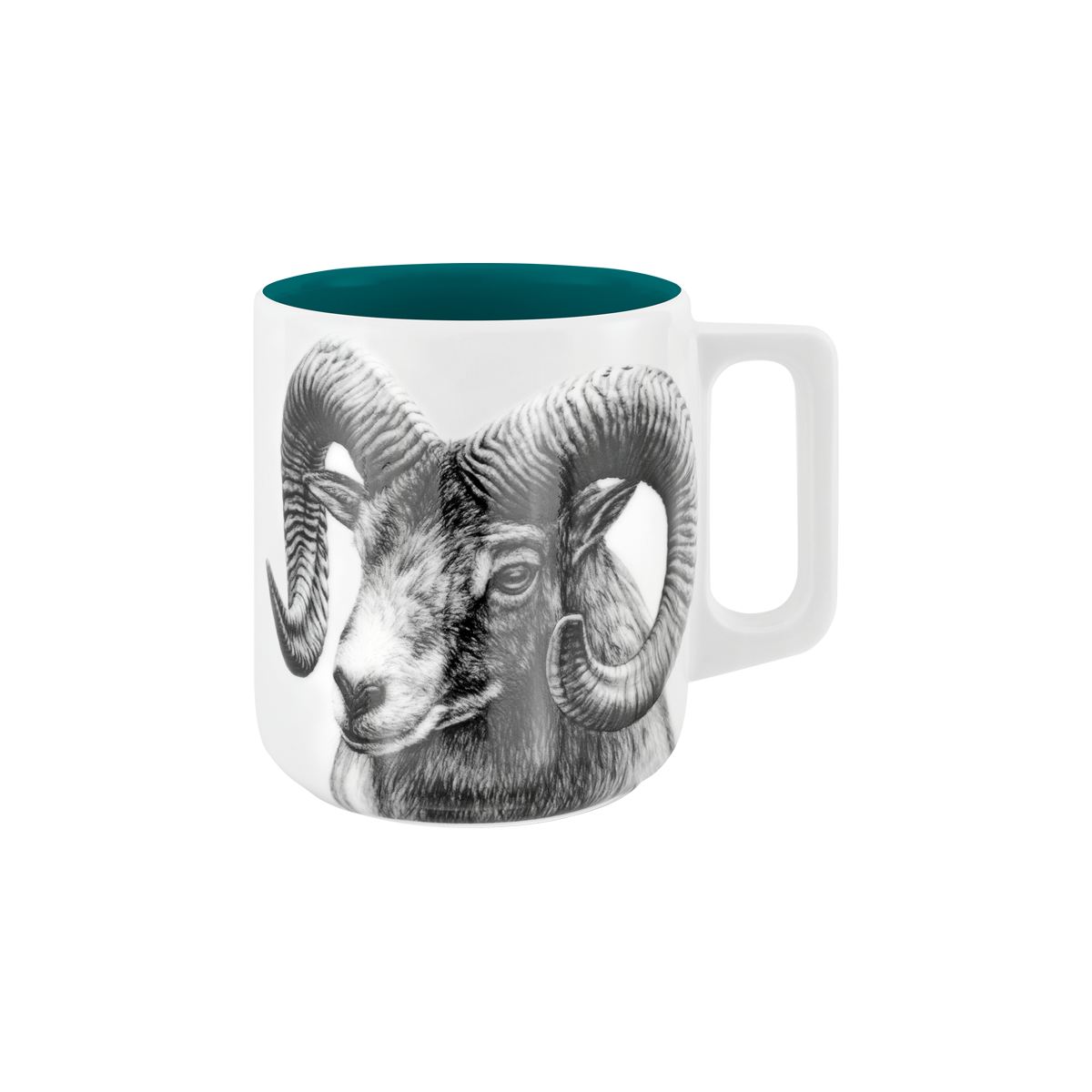 becher mit henkel . innen farbig . widder .