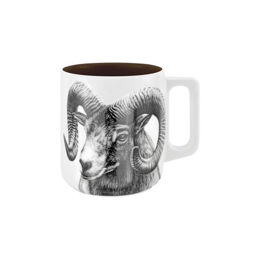 becher mit henkel 370 . innen farbig . widder .