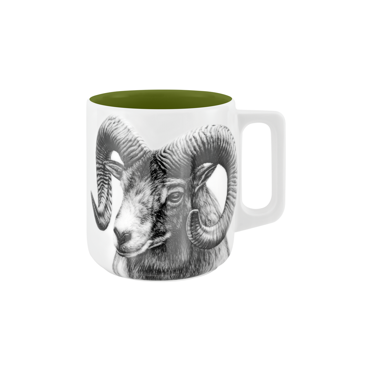 becher mit henkel . innen farbig . widder .