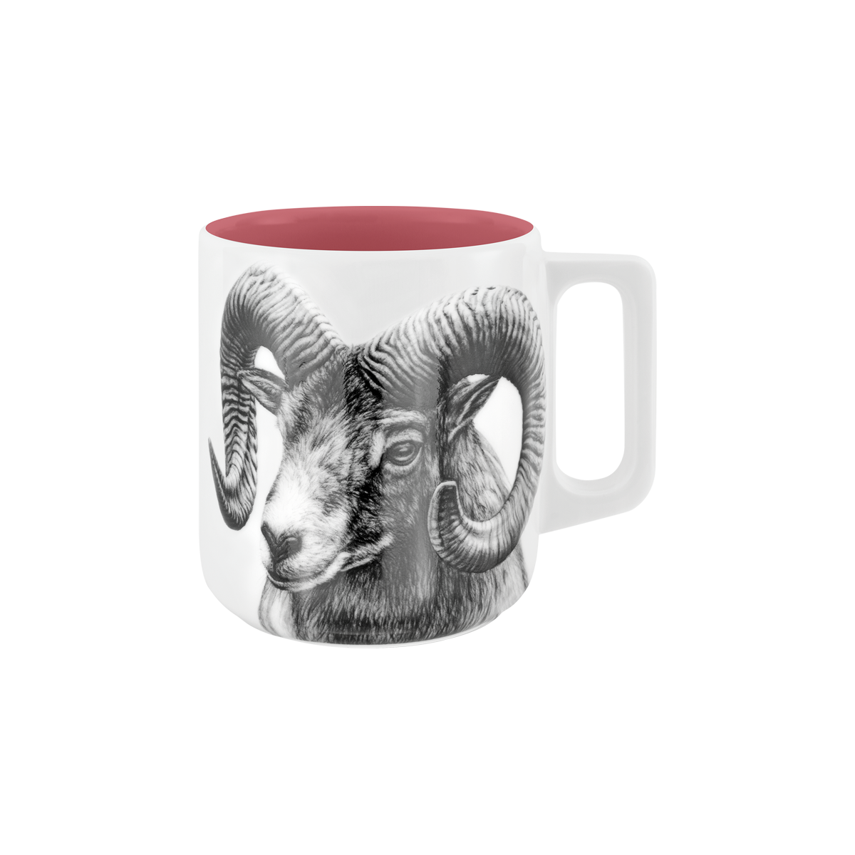 becher mit henkel . innen farbig . widder .