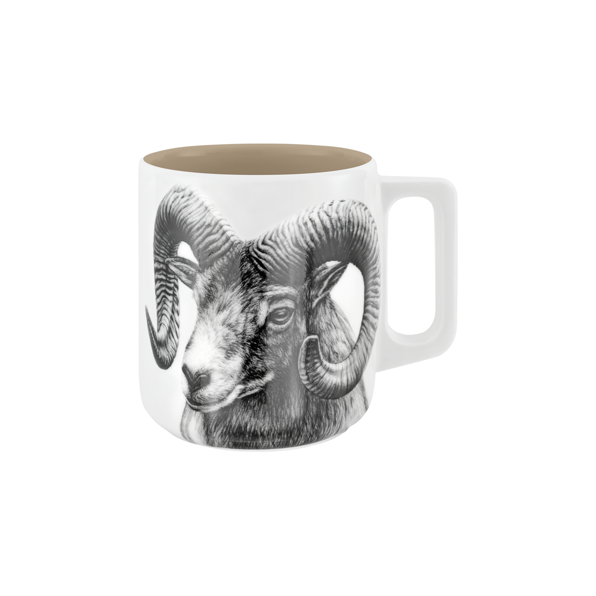 becher mit henkel . innen farbig . widder .