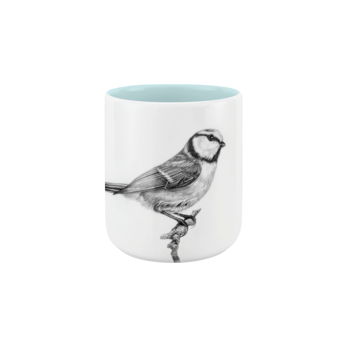becher ohne henkel 370 . innen farbig . blaumeise auf ast .