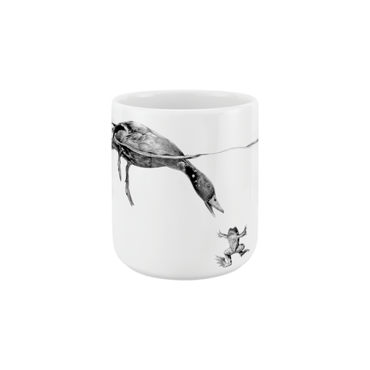 becher ohne henkel . ente grüßt frosch .