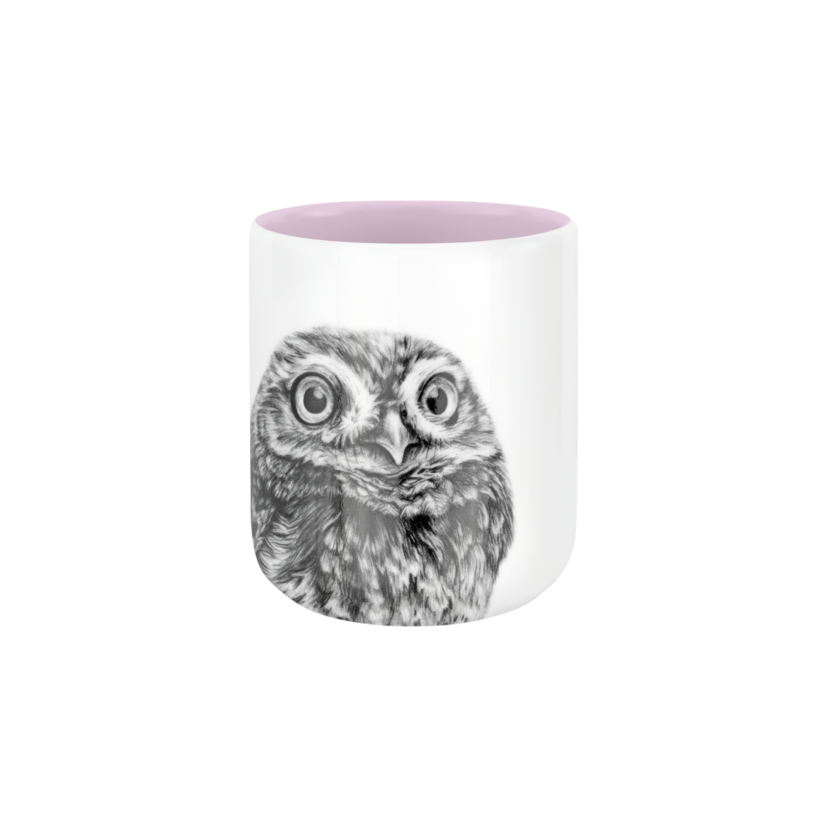 becher ohne henkel . innen farbig . eule .