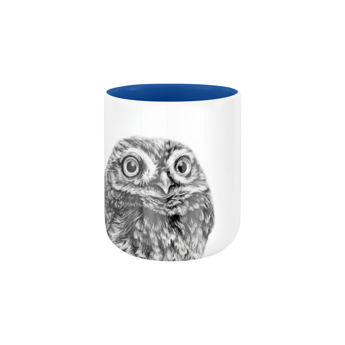 becher ohne henkel . innen farbig . eule .