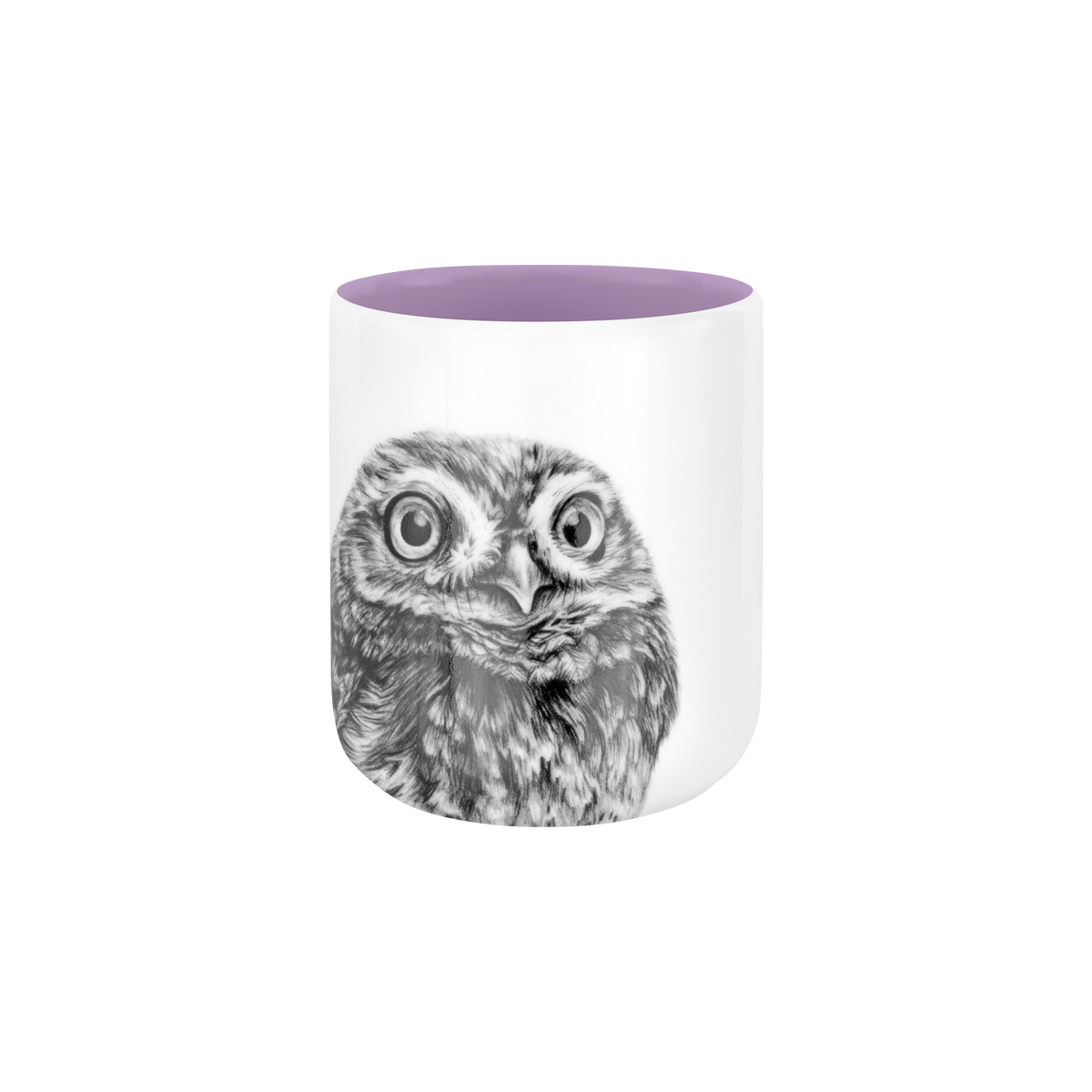 becher ohne henkel . innen farbig . eule .