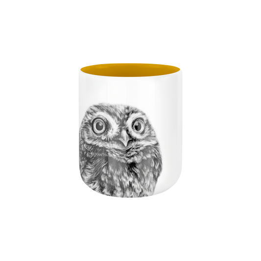 becher ohne henkel 370 . innen farbig . eule .