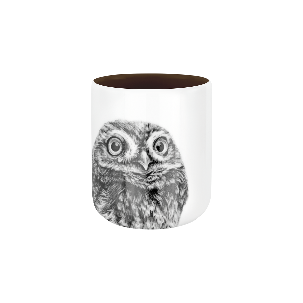 becher ohne henkel . innen farbig . eule .