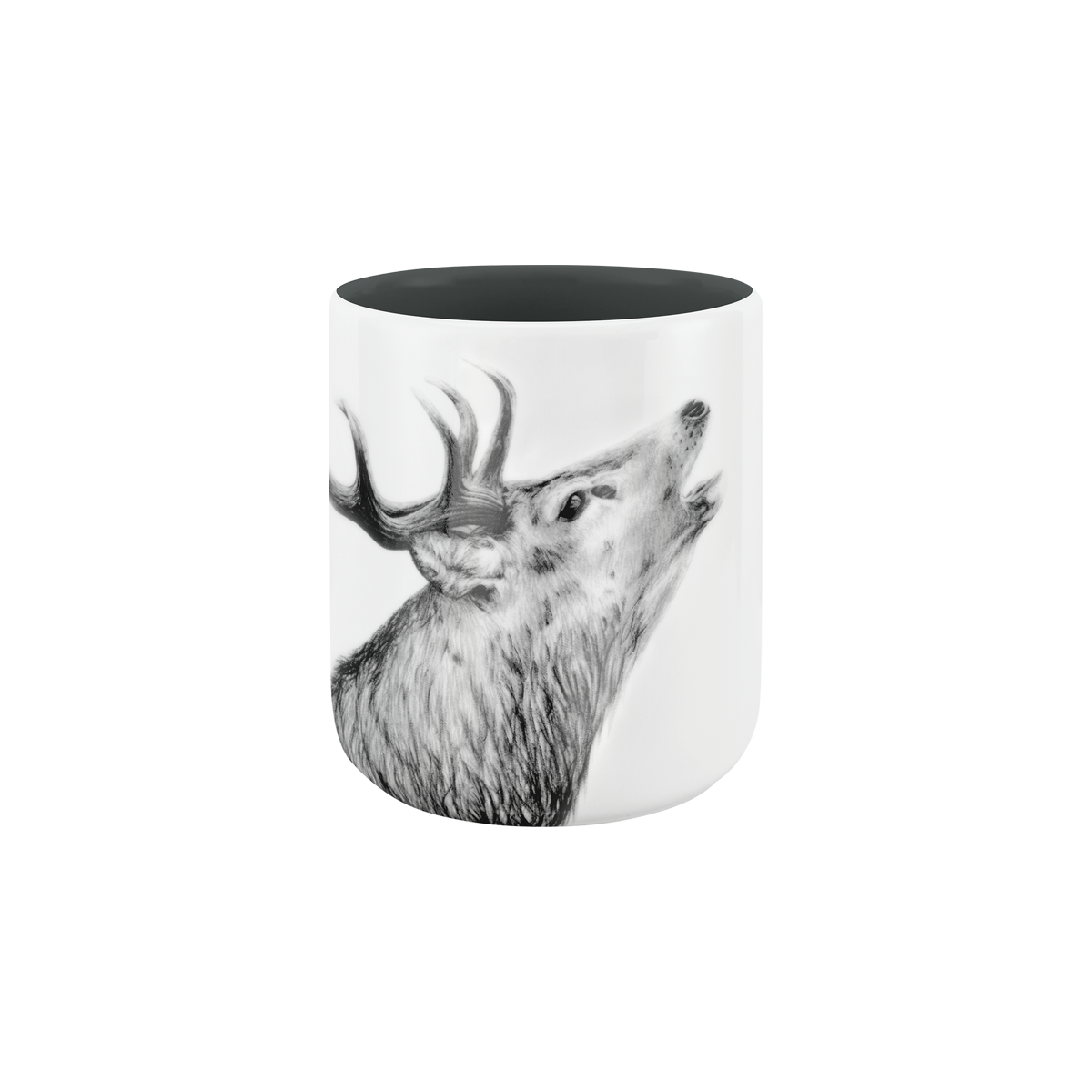 becher ohne henkel . innen farbig . hirsch .