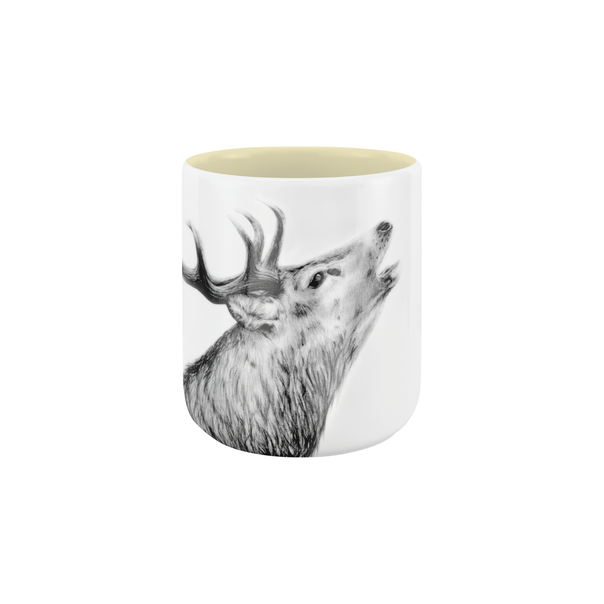 becher ohne henkel . innen farbig . hirsch .