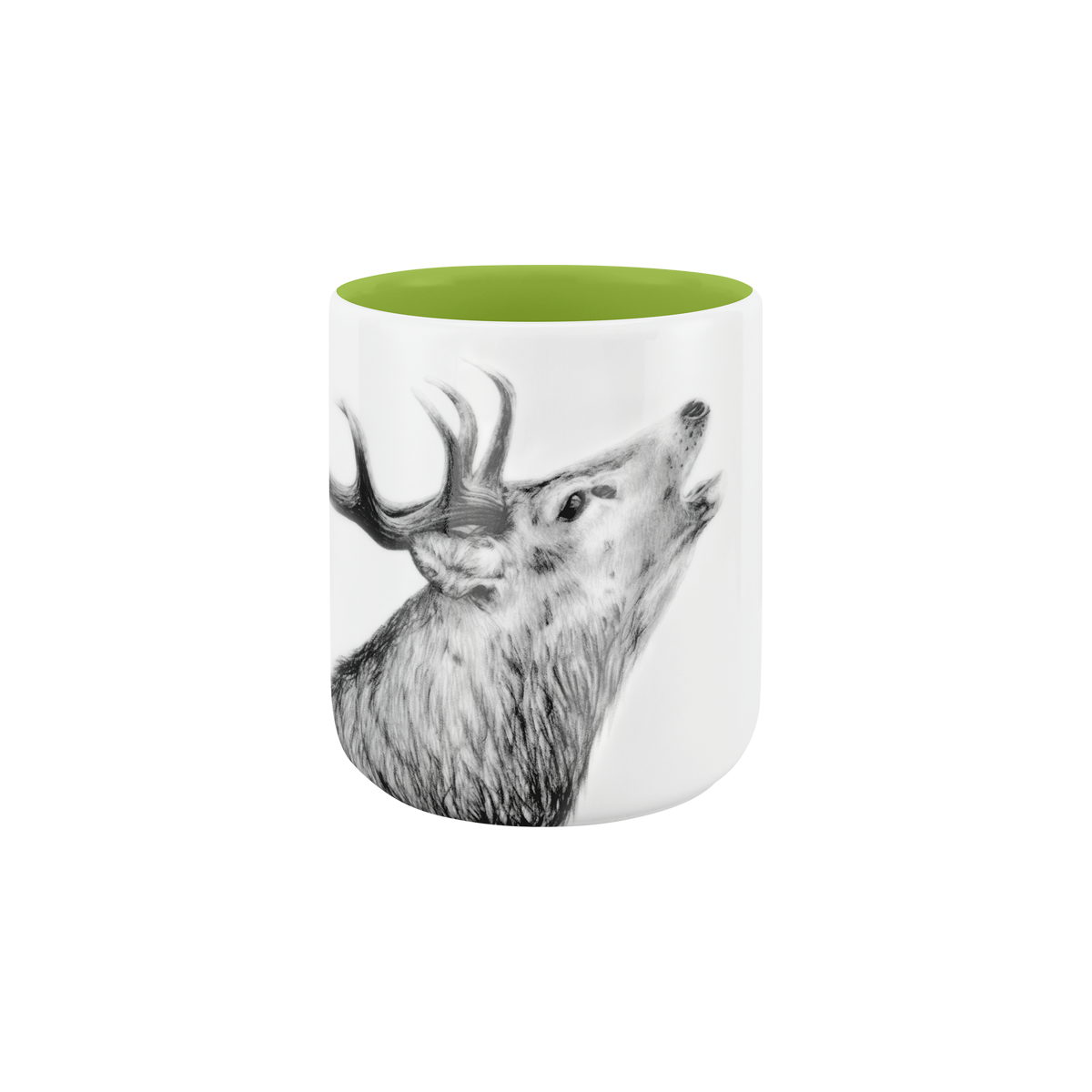 becher ohne henkel . innen farbig . hirsch .