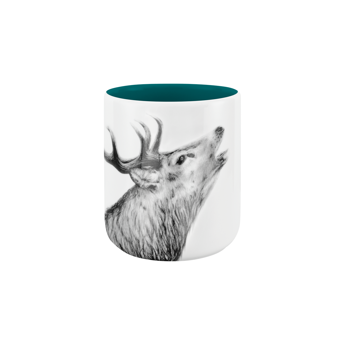 becher ohne henkel . innen farbig . hirsch .