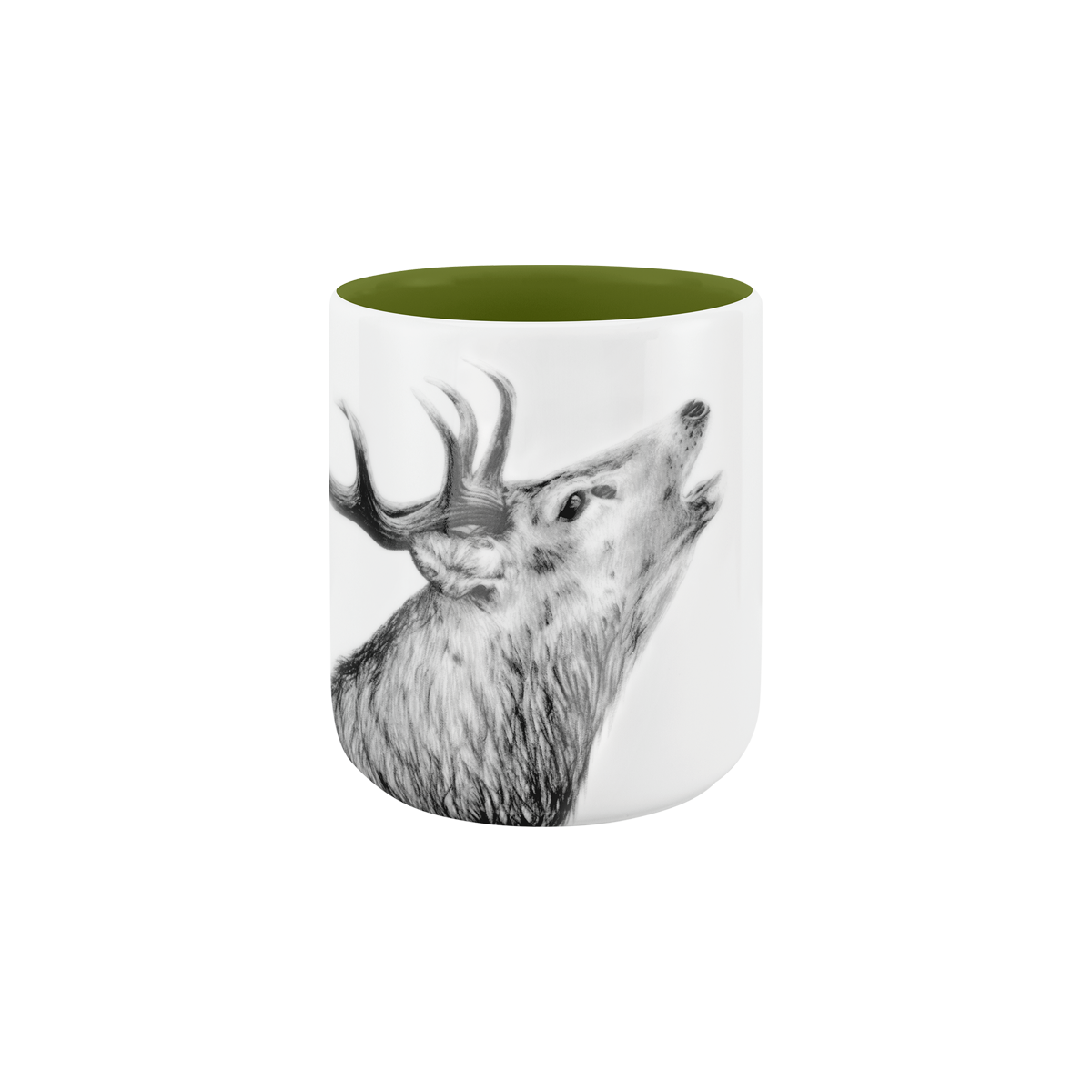 becher ohne henkel . innen farbig . hirsch .