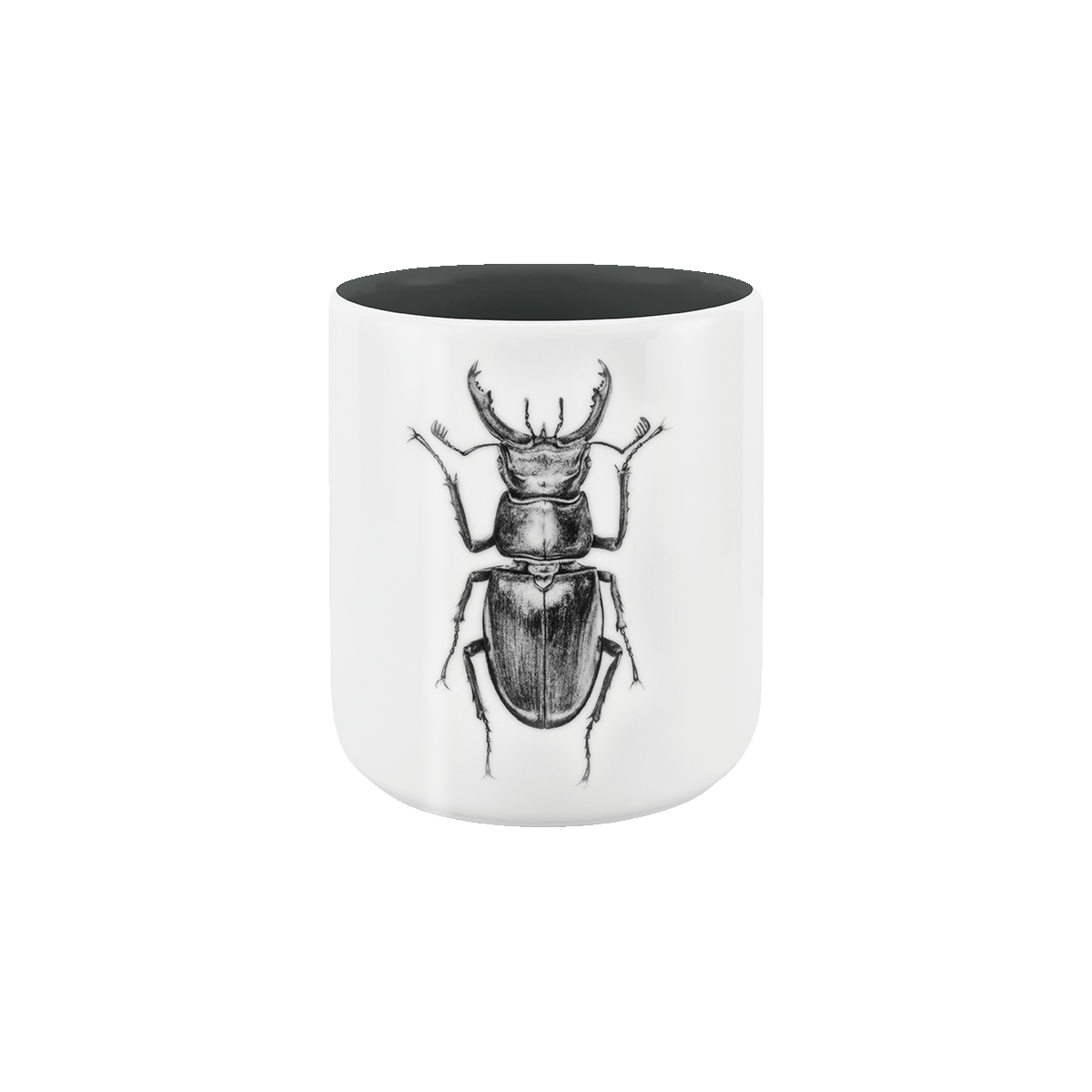 becher ohne henkel . innen farbig . hirschkäfer .