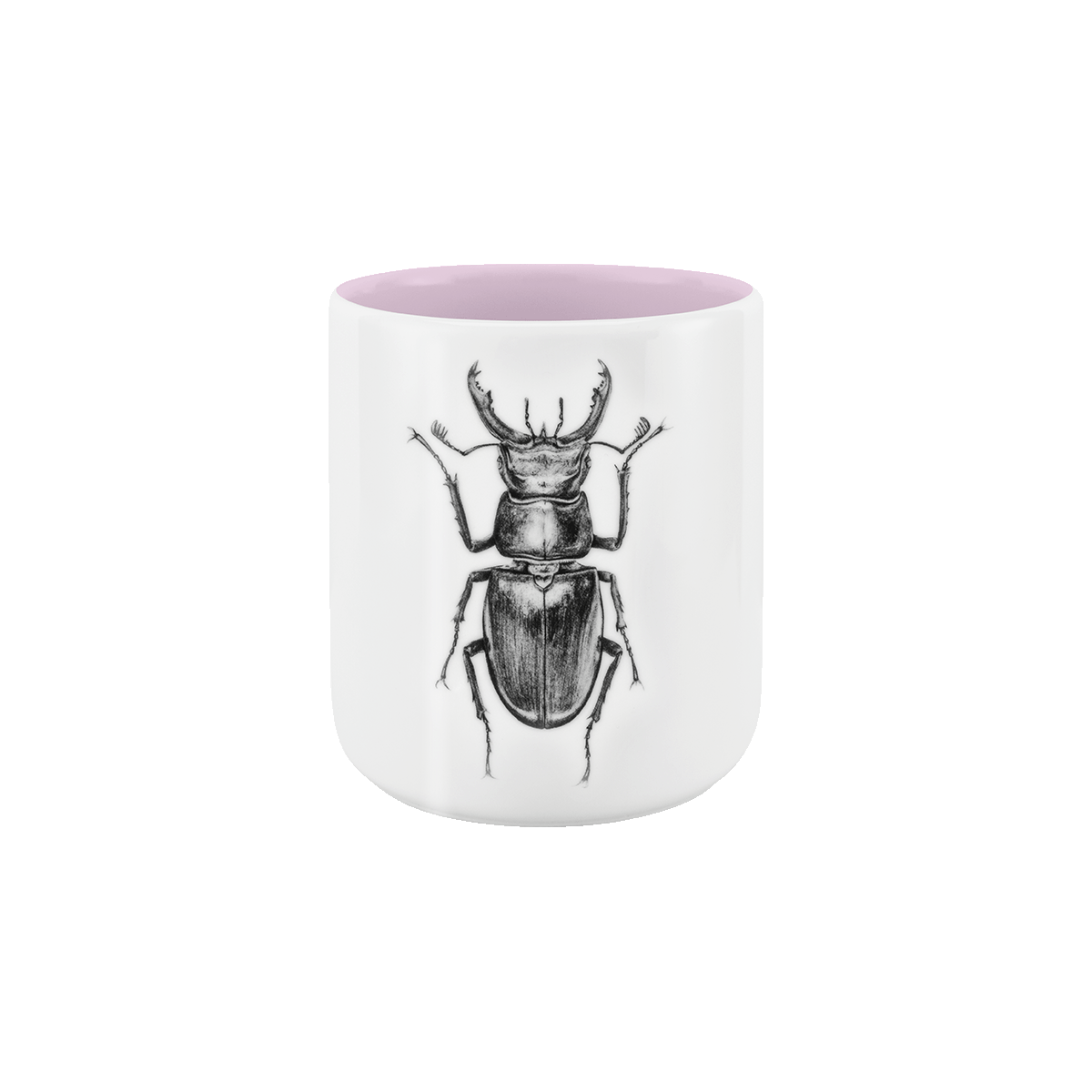 becher ohne henkel . innen farbig . hirschkäfer .