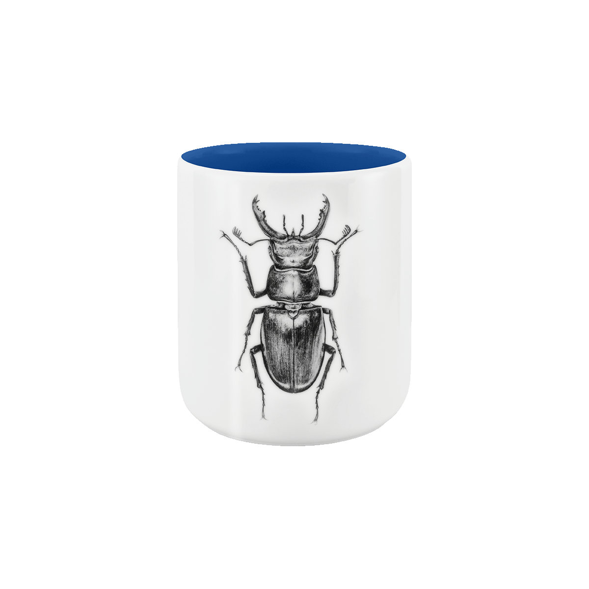 becher ohne henkel . innen farbig . hirschkäfer .