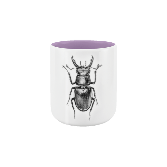 becher ohne henkel . innen farbig . hirschkäfer .