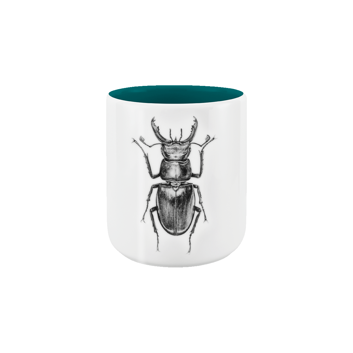 becher ohne henkel . innen farbig . hirschkäfer .