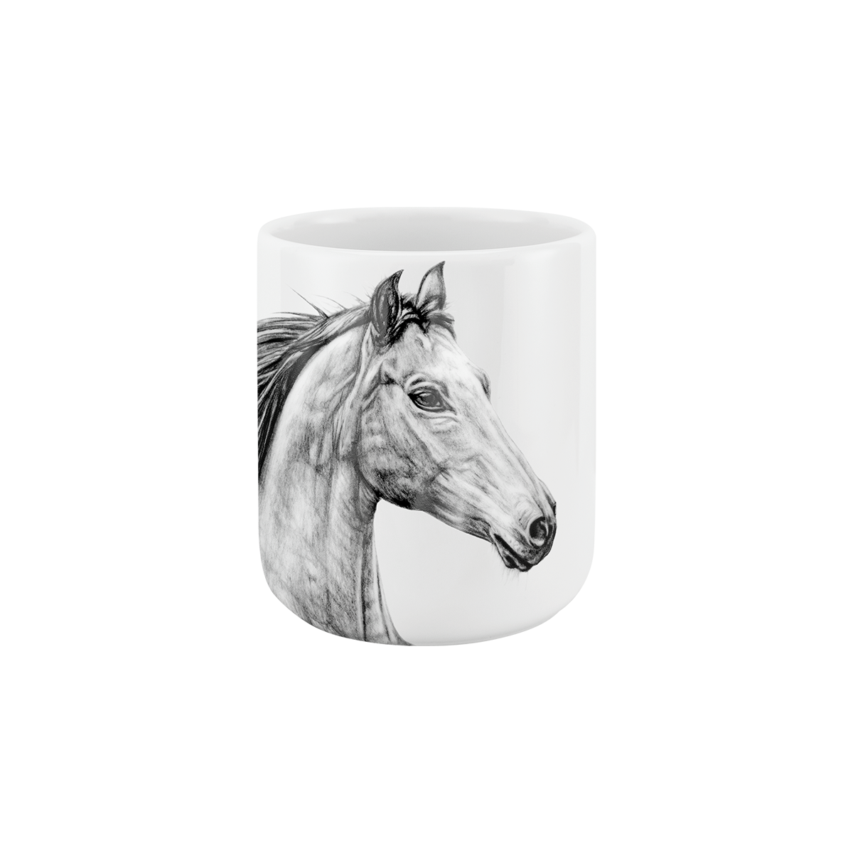 becher ohne henkel . pferd .