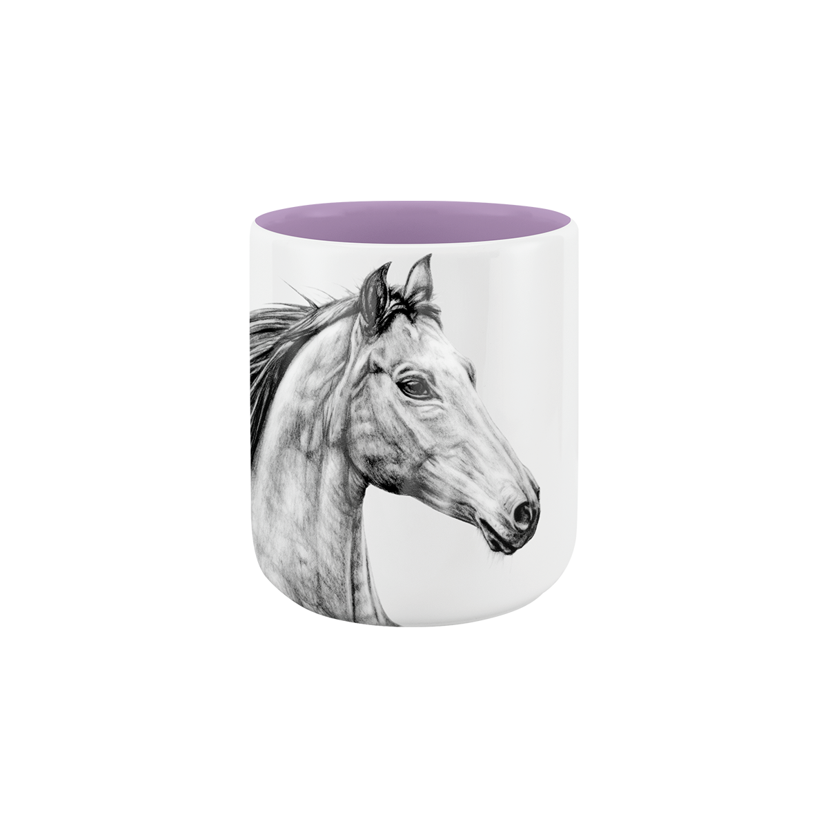 becher ohne henkel . innen farbig . pferd .