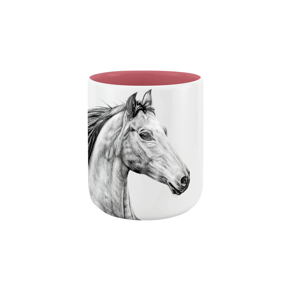 becher ohne henkel . innen farbig . pferd .