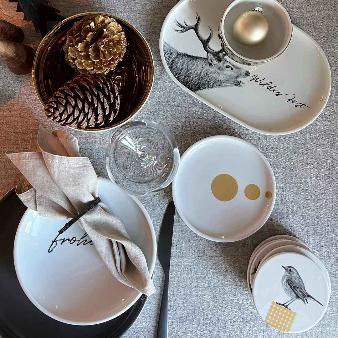 platte 30x19 . hirsch wildes fest .