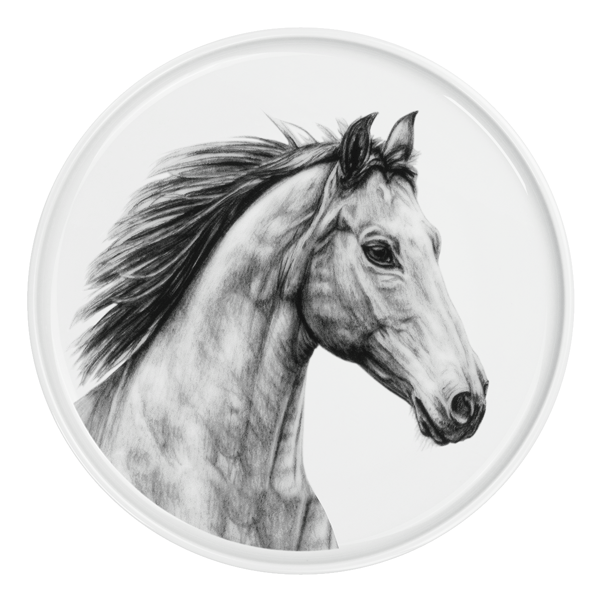 wandteller 28 mit beigelegtem aufhänger . pferd groß.