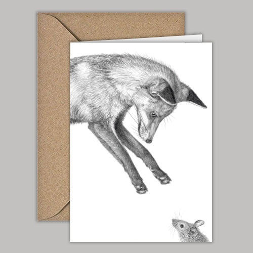 klappkarte mit umschlag . fuchs und maus