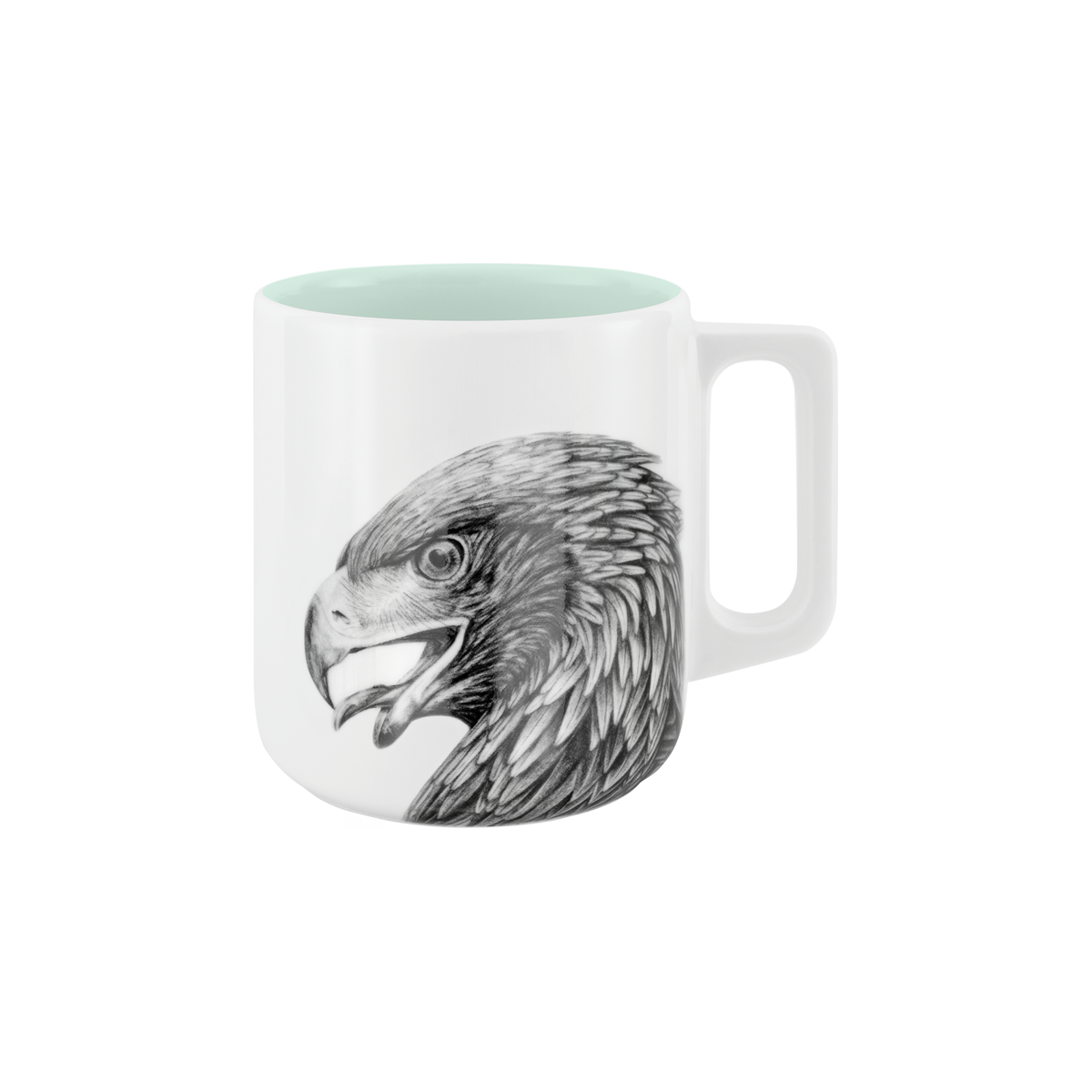becher mit henkel . innen farbig . adler .