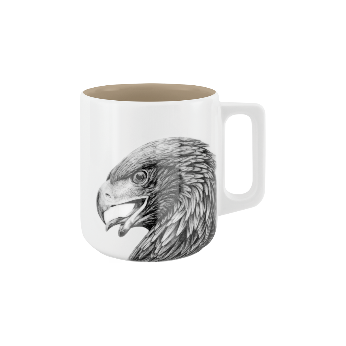 becher mit henkel . innen farbig . adler .