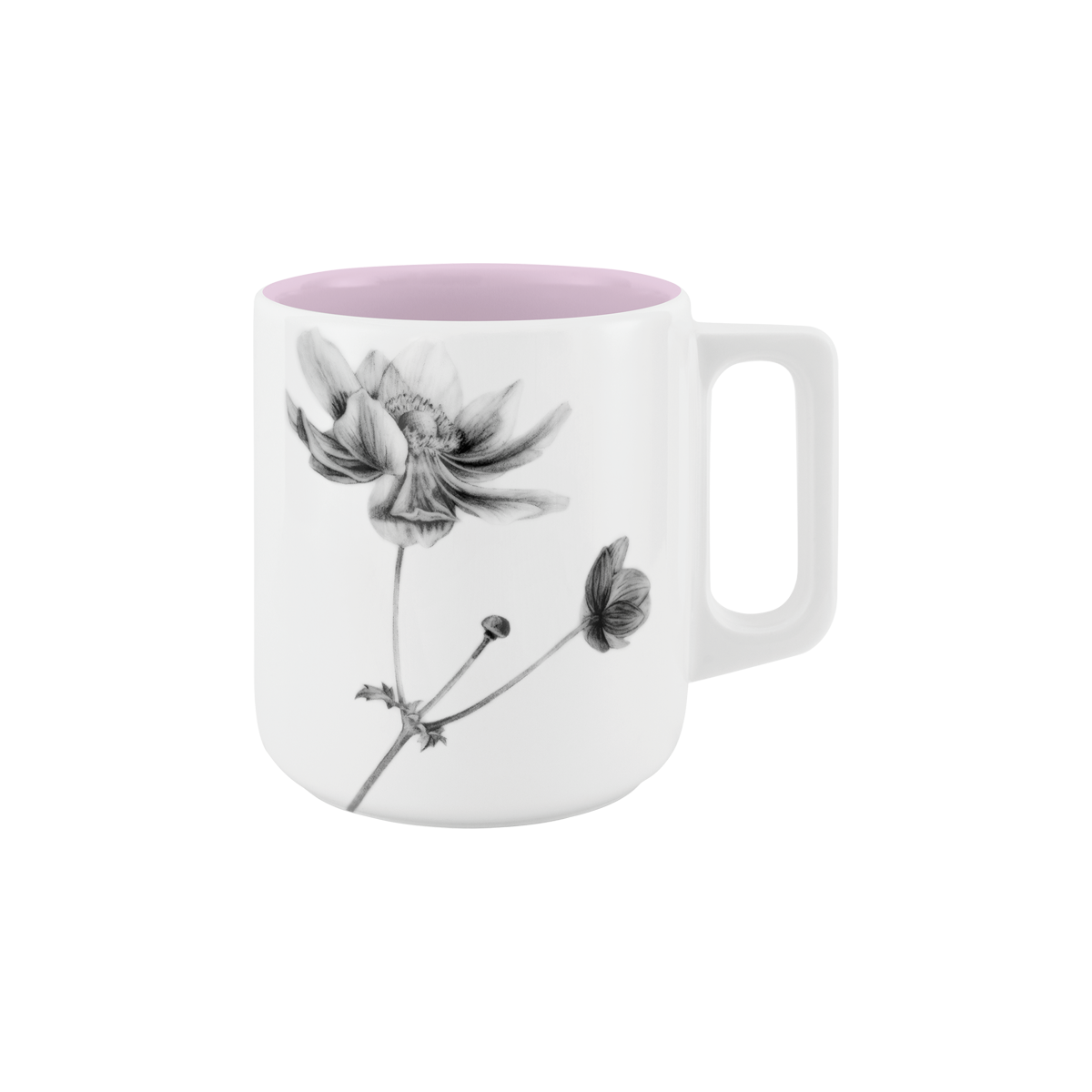 becher mit henkel . innen farbig . anemone .