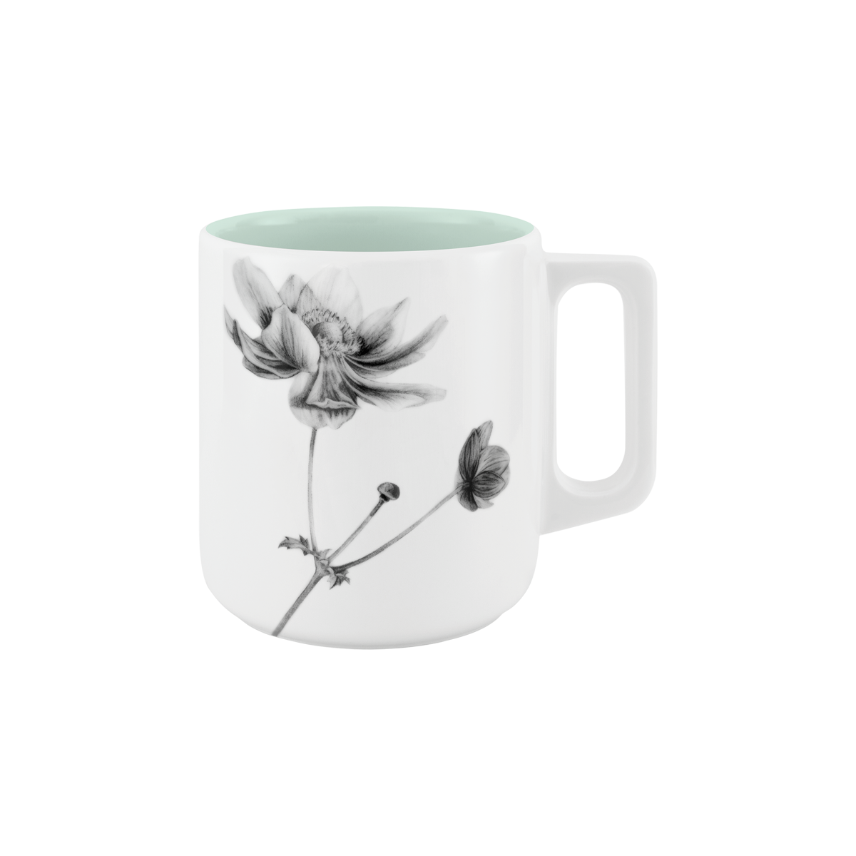 becher mit henkel . innen farbig . anemone .