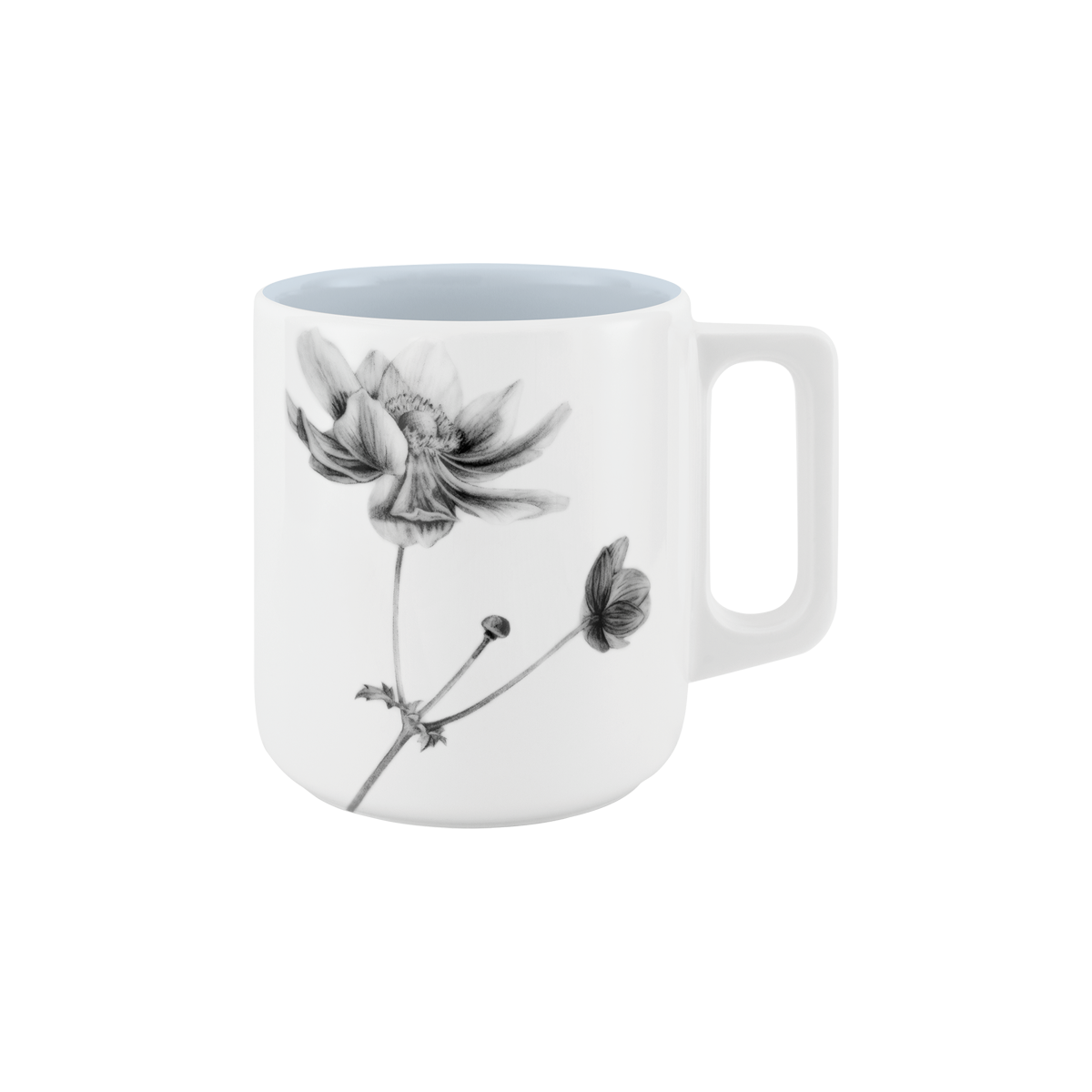 becher mit henkel . innen farbig . anemone .