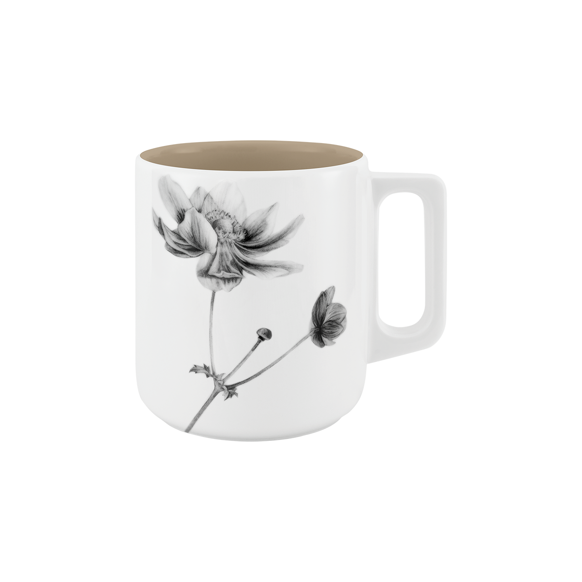 becher mit henkel . innen farbig . anemone .