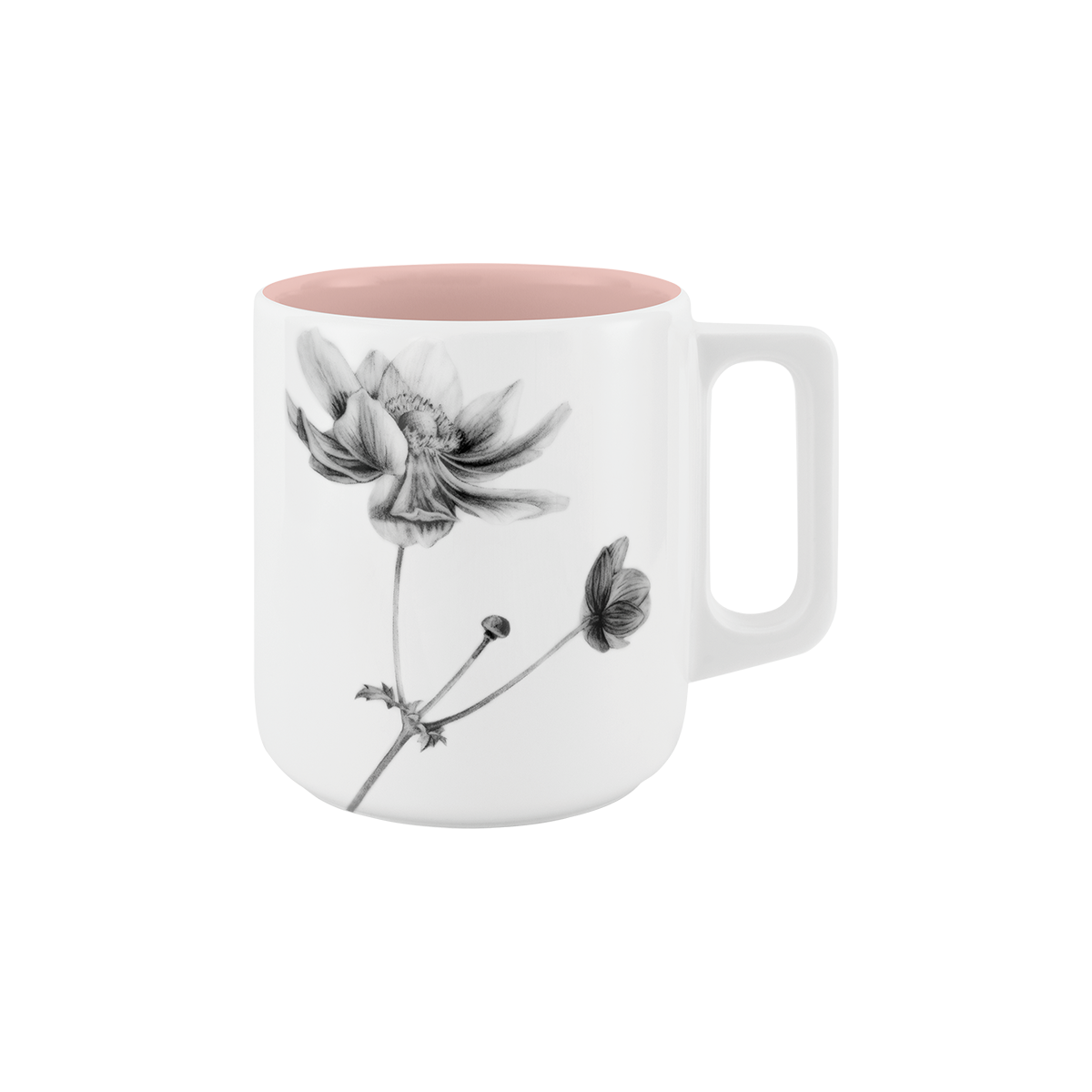 becher mit henkel . innen farbig . anemone .