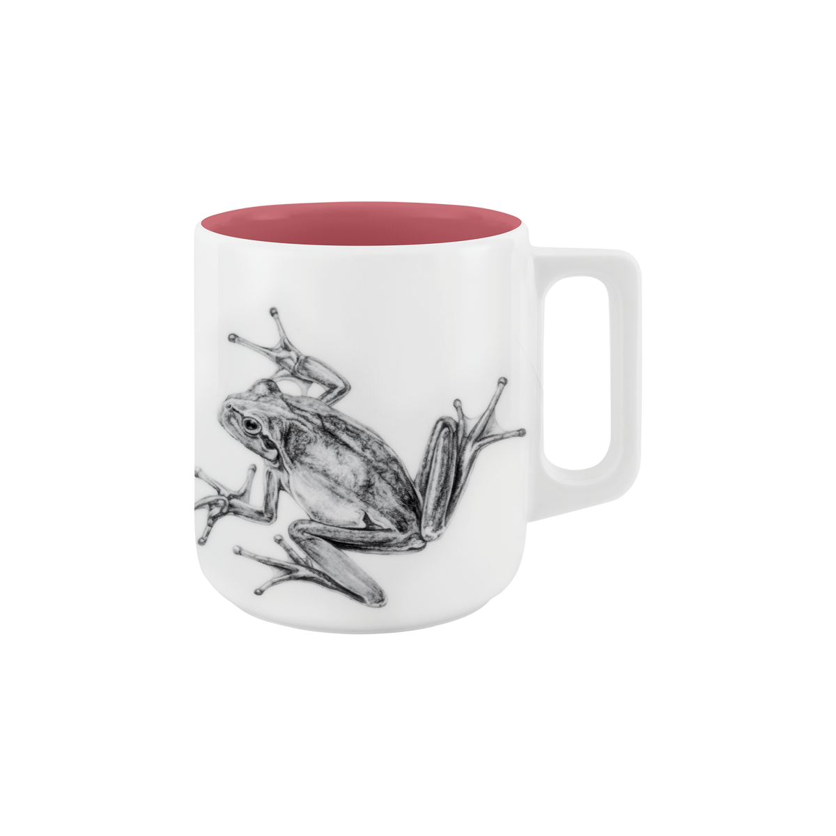 becher mit henkel . innen farbig . frosch .