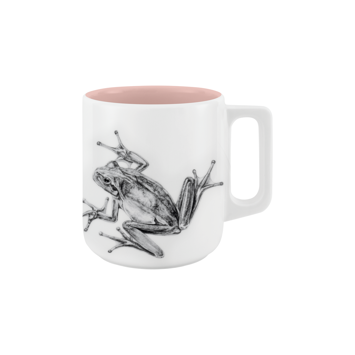 becher mit henkel . innen farbig . frosch .