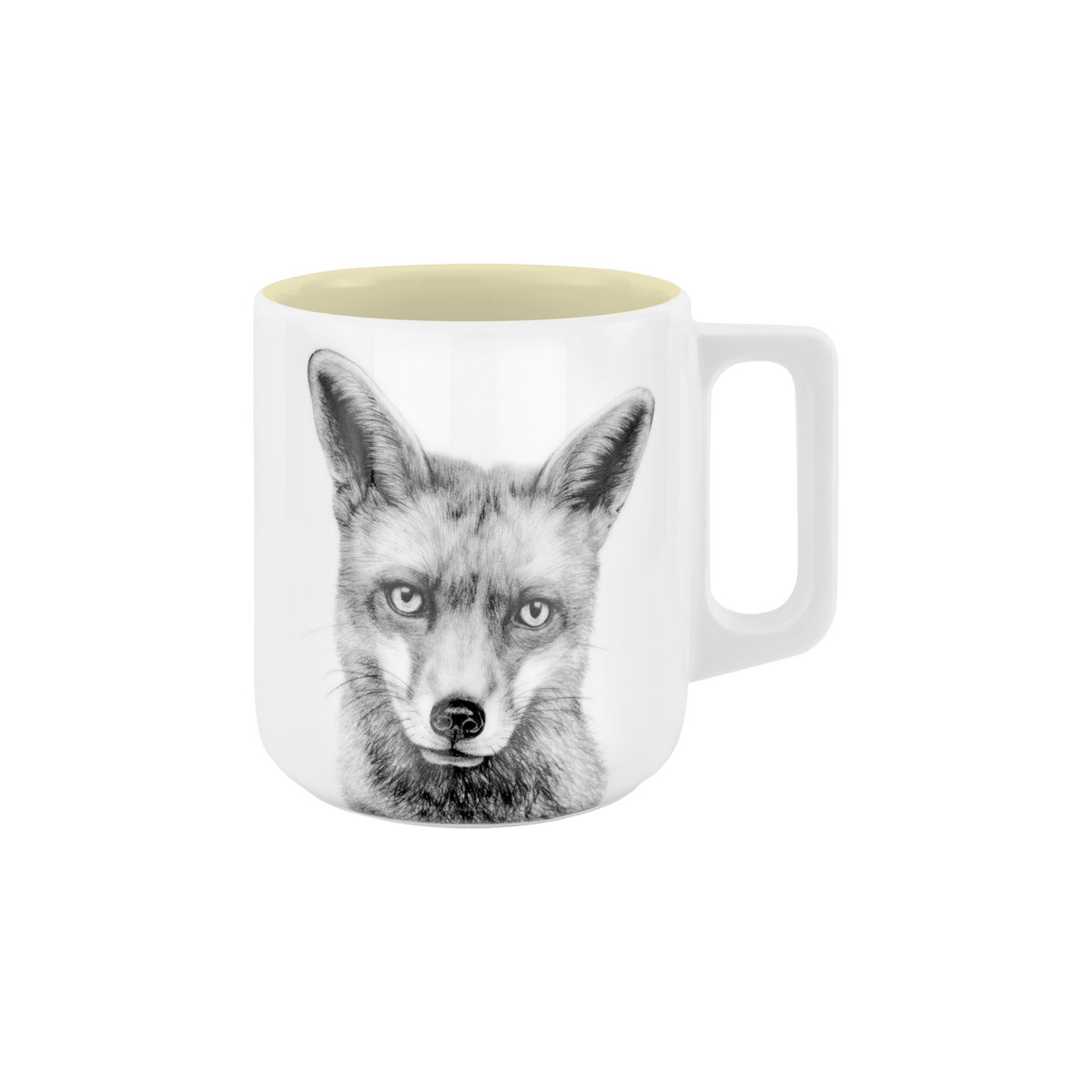 becher mit henkel . innen farbig . fuchs .