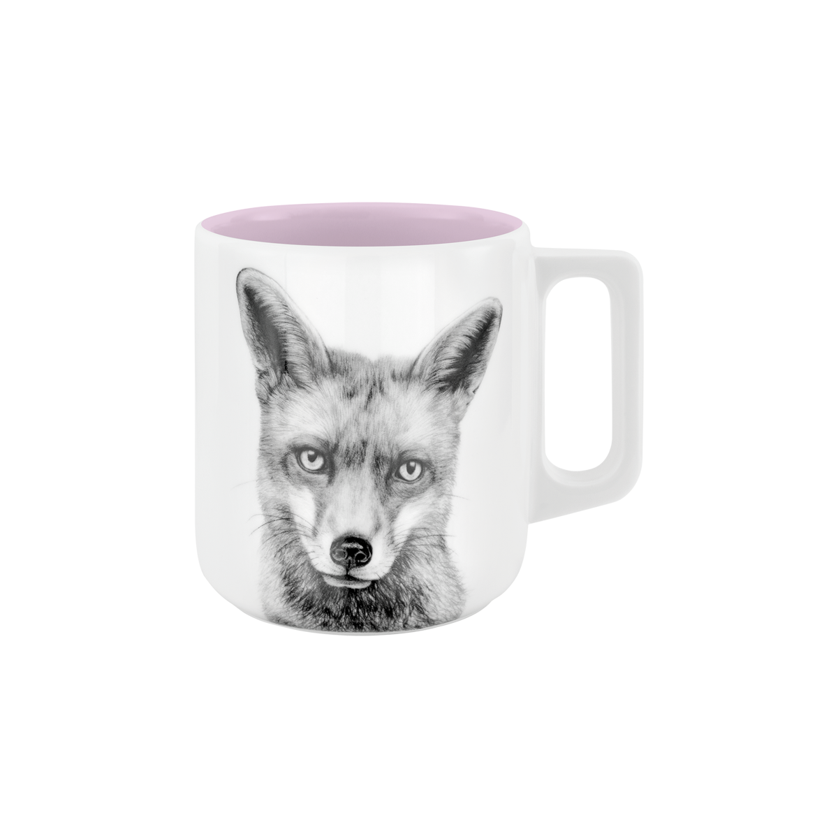 becher mit henkel . innen farbig . fuchs .