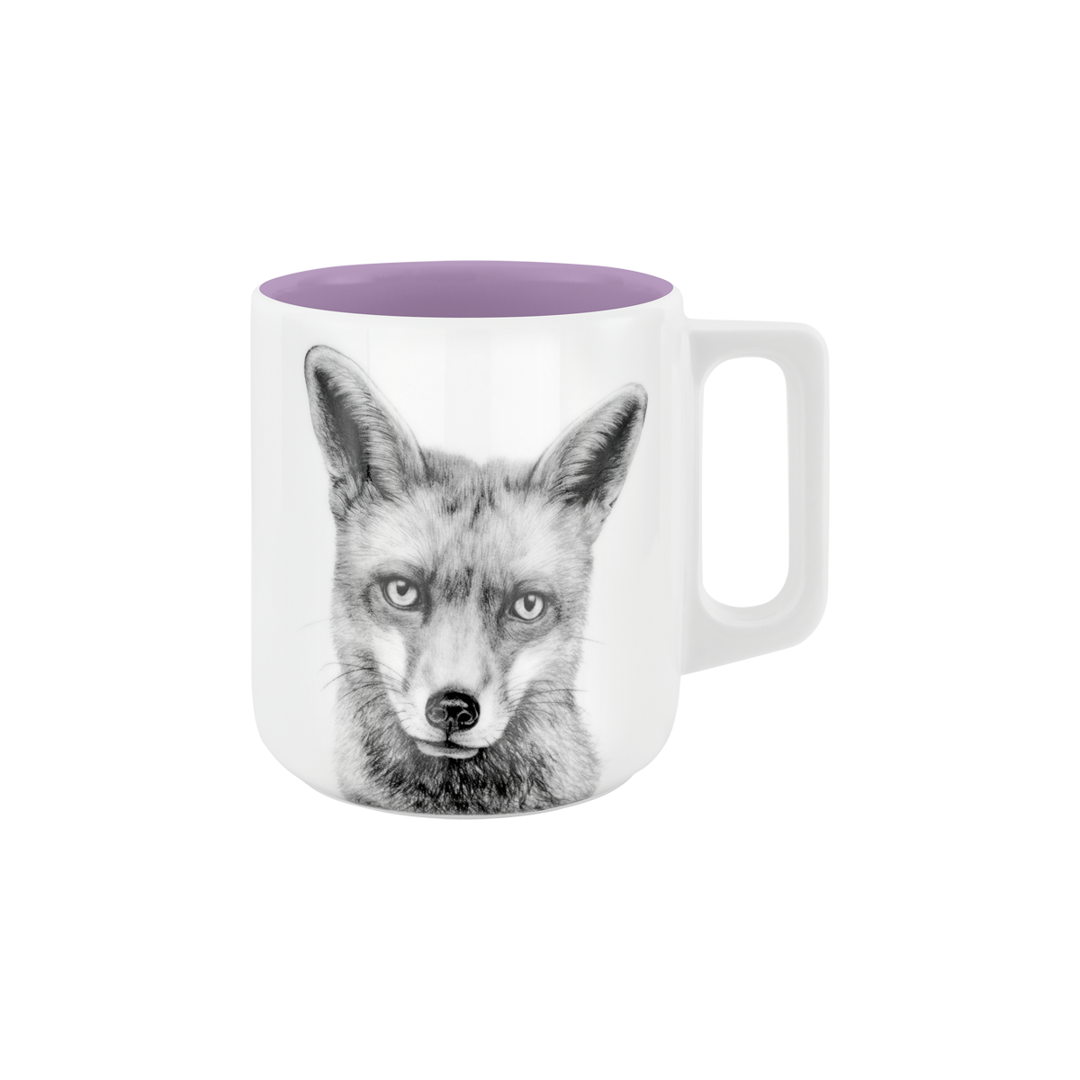 becher mit henkel . innen farbig . fuchs .