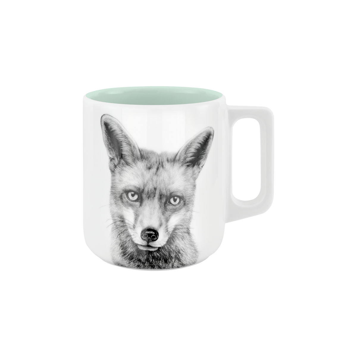 becher mit henkel . innen farbig . fuchs .